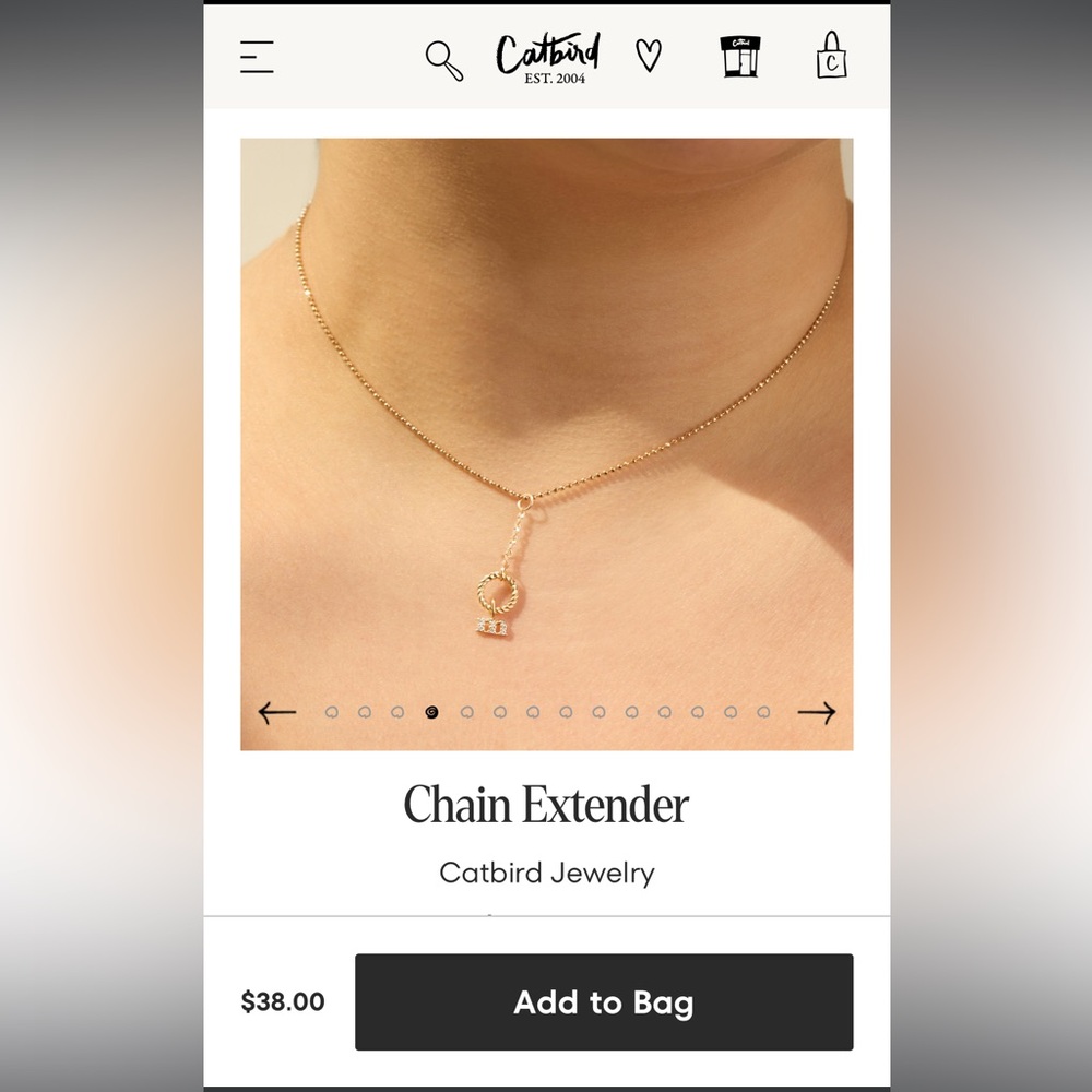 Catbird Delicate 14K Gold Chain Extender - Picture 3 of 5